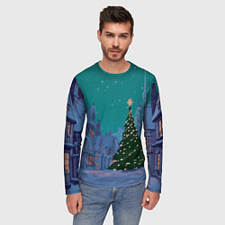 Лонгслив мужской Зеленая новогодняя елка во вдоре, цвет: 3D-принт — фото 2