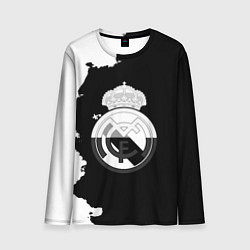 Мужской лонгслив Реал Мадрид черно белые краски