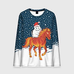 Мужской лонгслив Кот Бендер и огненный конь - 2026