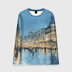 Мужской лонгслив Снежный вечер Санкт-Петербурга