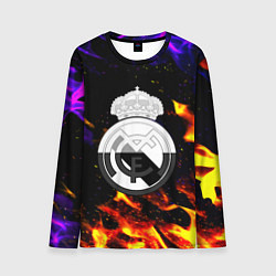 Мужской лонгслив Реал Мадрид огонь текстура