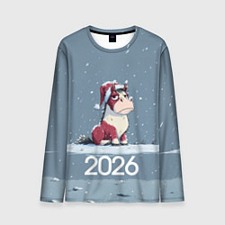 Лонгслив мужской 2026 Новогодняя карикатурная лошадка, цвет: 3D-принт