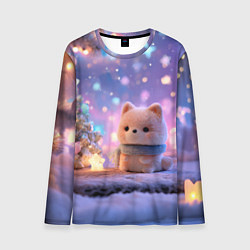 Лонгслив мужской Новогодний пушистый щенок, цвет: 3D-принт
