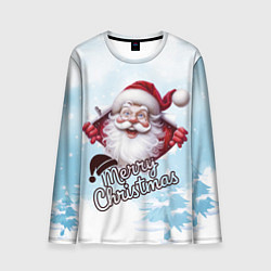 Лонгслив мужской Санта в зимнем лесу, цвет: 3D-принт