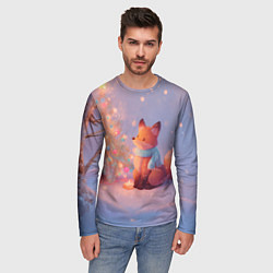 Лонгслив мужской Лисичка Новый год, цвет: 3D-принт — фото 2