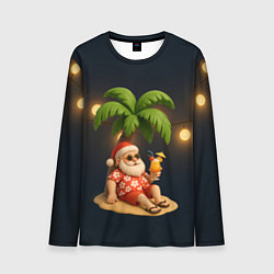 Мужской лонгслив Санта чиллит под пальмой
