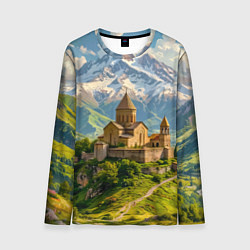 Лонгслив мужской Храм у подножия вечных вершин, цвет: 3D-принт