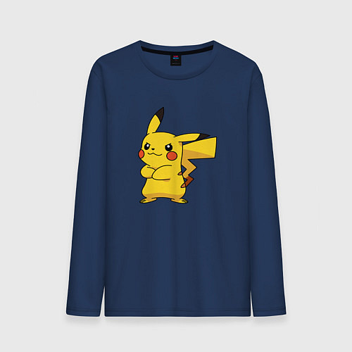 Мужской лонгслив Злой Пикачу / Тёмно-синий – фото 1