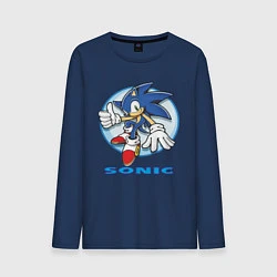 Лонгслив хлопковый мужской Sonic, цвет: тёмно-синий