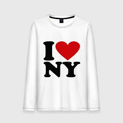 Лонгслив хлопковый мужской I love NY, цвет: белый