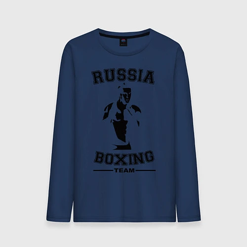 Мужской лонгслив Russia Boxing Team / Тёмно-синий – фото 1