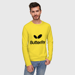 Лонгслив хлопковый мужской Butterfly Logo цвета желтый — фото 2