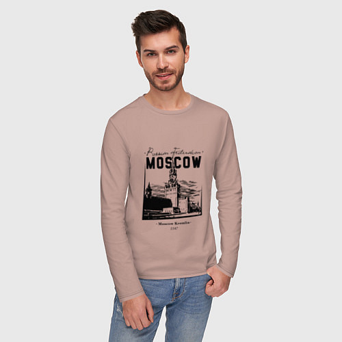 Мужской лонгслив Moscow Kremlin 1147 / Пыльно-розовый – фото 3