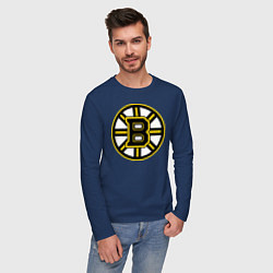 Лонгслив хлопковый мужской Boston Bruins цвета тёмно-синий — фото 2