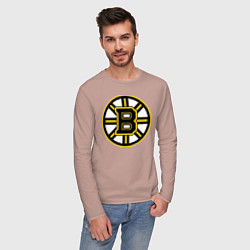 Лонгслив хлопковый мужской Boston Bruins, цвет: пыльно-розовый — фото 2