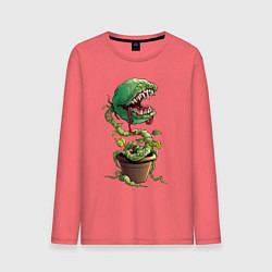 Лонгслив хлопковый мужской Plants vs zombies, цвет: коралловый