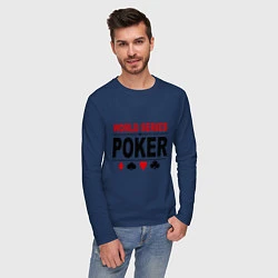 Лонгслив хлопковый мужской World series of poker, цвет: тёмно-синий — фото 2