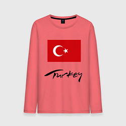 Лонгслив хлопковый мужской Turkey, цвет: коралловый