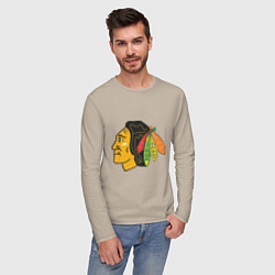 Лонгслив хлопковый мужской Chicago Blackhawks, цвет: миндальный — фото 2