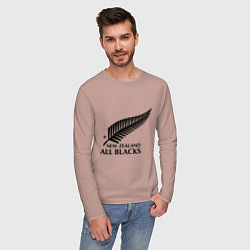 Лонгслив хлопковый мужской New Zeland: All blacks, цвет: пыльно-розовый — фото 2