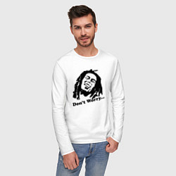 Лонгслив хлопковый мужской Bob Marley: Don't worry, цвет: белый — фото 2