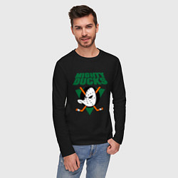 Лонгслив хлопковый мужской Anaheim Mighty Ducks, цвет: черный — фото 2