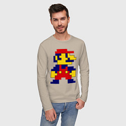 Лонгслив хлопковый мужской Pixel Mario, цвет: миндальный — фото 2