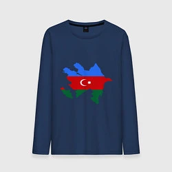 Лонгслив хлопковый мужской Azerbaijan map, цвет: тёмно-синий
