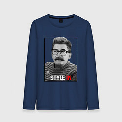 Лонгслив хлопковый мужской Stalin: Style in, цвет: тёмно-синий