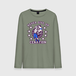 Лонгслив хлопковый мужской WWE Never Give Up, цвет: авокадо