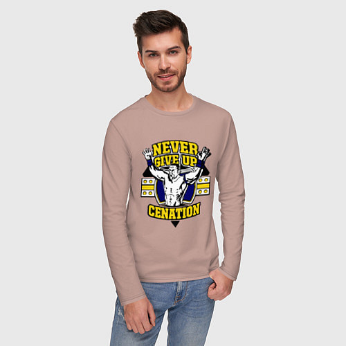 Мужской лонгслив Never Give Up: Cenation / Пыльно-розовый – фото 3