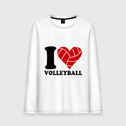 Лонгслив хлопковый мужской I love volleyball - Я люблю волейбол, цвет: белый