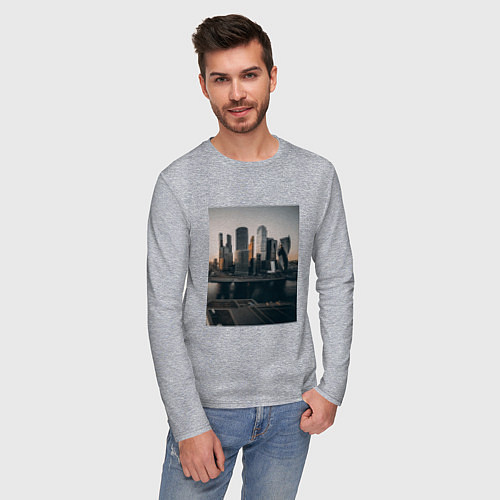 Мужской лонгслив Moscow City / Меланж – фото 3