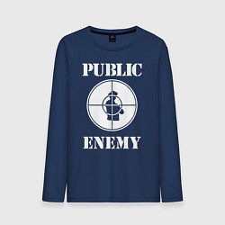 Лонгслив хлопковый мужской Public Enemy, цвет: тёмно-синий
