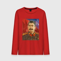 Лонгслив хлопковый мужской Сталин: полигоны, цвет: красный