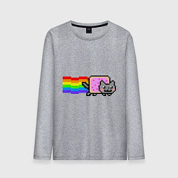 Лонгслив хлопковый мужской Nyan Cat, цвет: меланж
