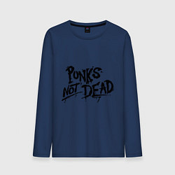 Лонгслив хлопковый мужской Punks not dead, цвет: тёмно-синий