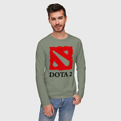 Лонгслив хлопковый мужской Dota 2: Logo, цвет: авокадо — фото 2