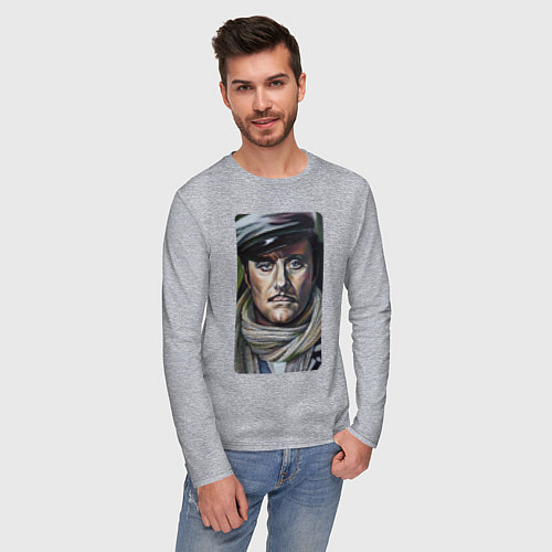 Мужской лонгслив Остап Бендер: портрет / Меланж – фото 3