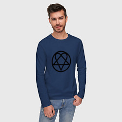 Лонгслив хлопковый мужской HIM Symbol, цвет: тёмно-синий — фото 2