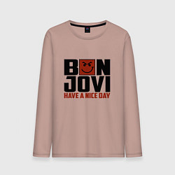 Лонгслив хлопковый мужской Bon Jovi: Nice day, цвет: пыльно-розовый