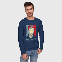 Лонгслив хлопковый мужской Bowie Poster, цвет: тёмно-синий — фото 2