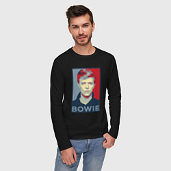 Лонгслив хлопковый мужской Bowie Poster, цвет: черный — фото 2