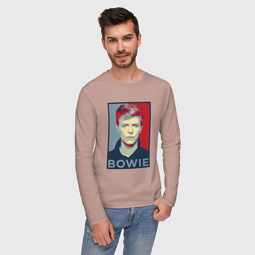 Мужской лонгслив Bowie Poster / Пыльно-розовый – фото 3