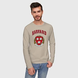 Лонгслив хлопковый мужской Harvard university, цвет: миндальный — фото 2