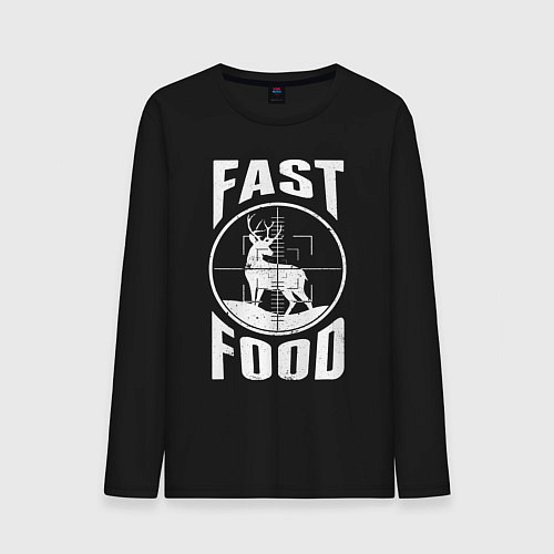 Мужской лонгслив FAST FOOD олень в прицеле / Черный – фото 1