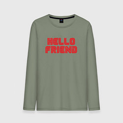 Лонгслив хлопковый мужской Hello Friend, цвет: авокадо