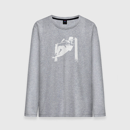 Мужской лонгслив Street Workout - выход силой белый / Меланж – фото 1