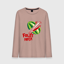 Лонгслив хлопковый мужской Fruit Ninja, цвет: пыльно-розовый