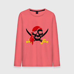 Лонгслив хлопковый мужской Пиратская футболка, цвет: коралловый